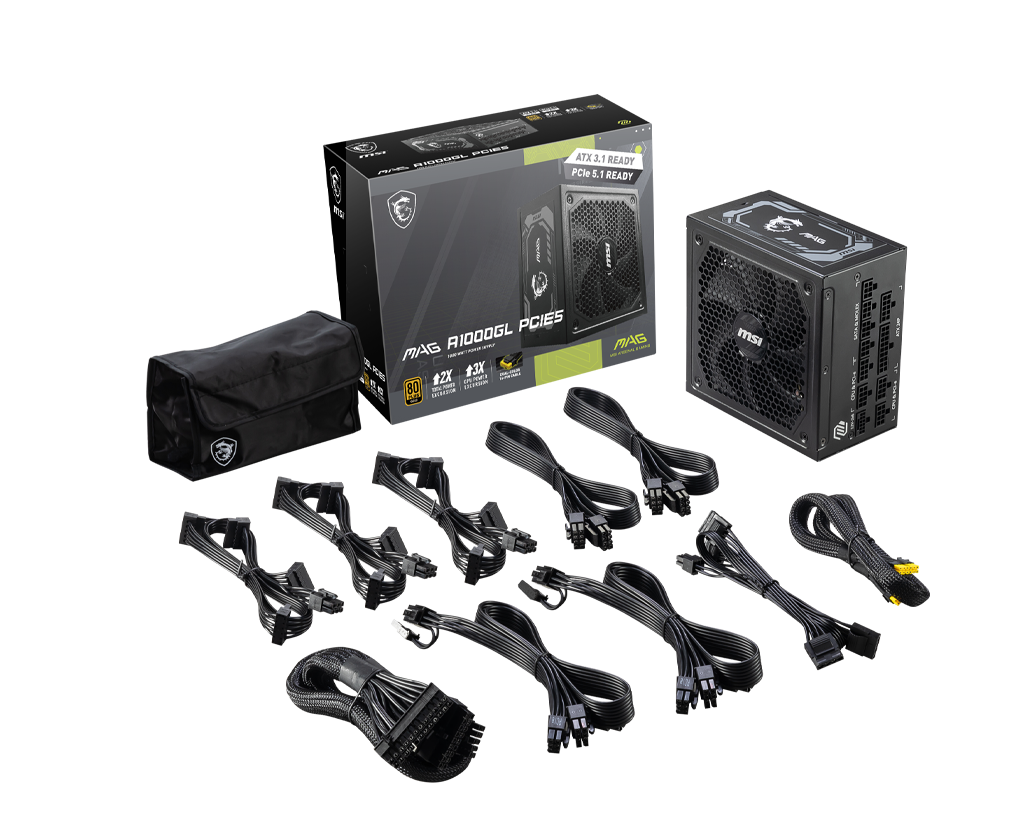 MSI MAG A1000GL PCIE5 80+ Gold 1000W tápegység - Image 5